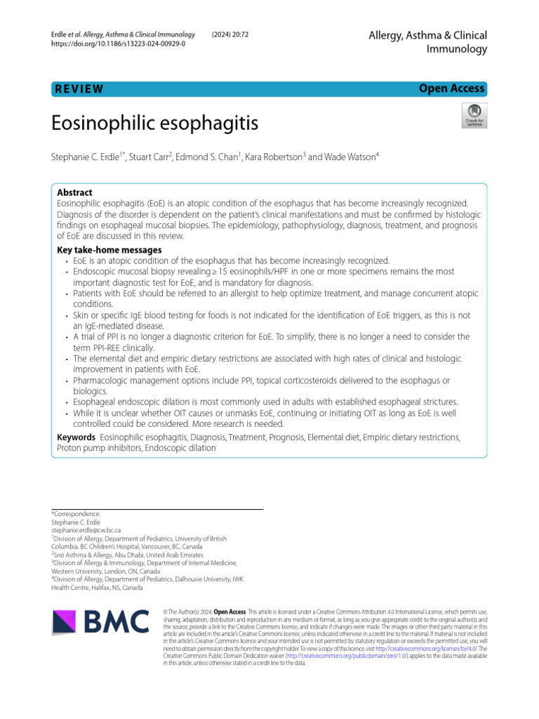 Eosinophilic Esophagitis Overview | PDF | Allergy | Gastroesophageal ...