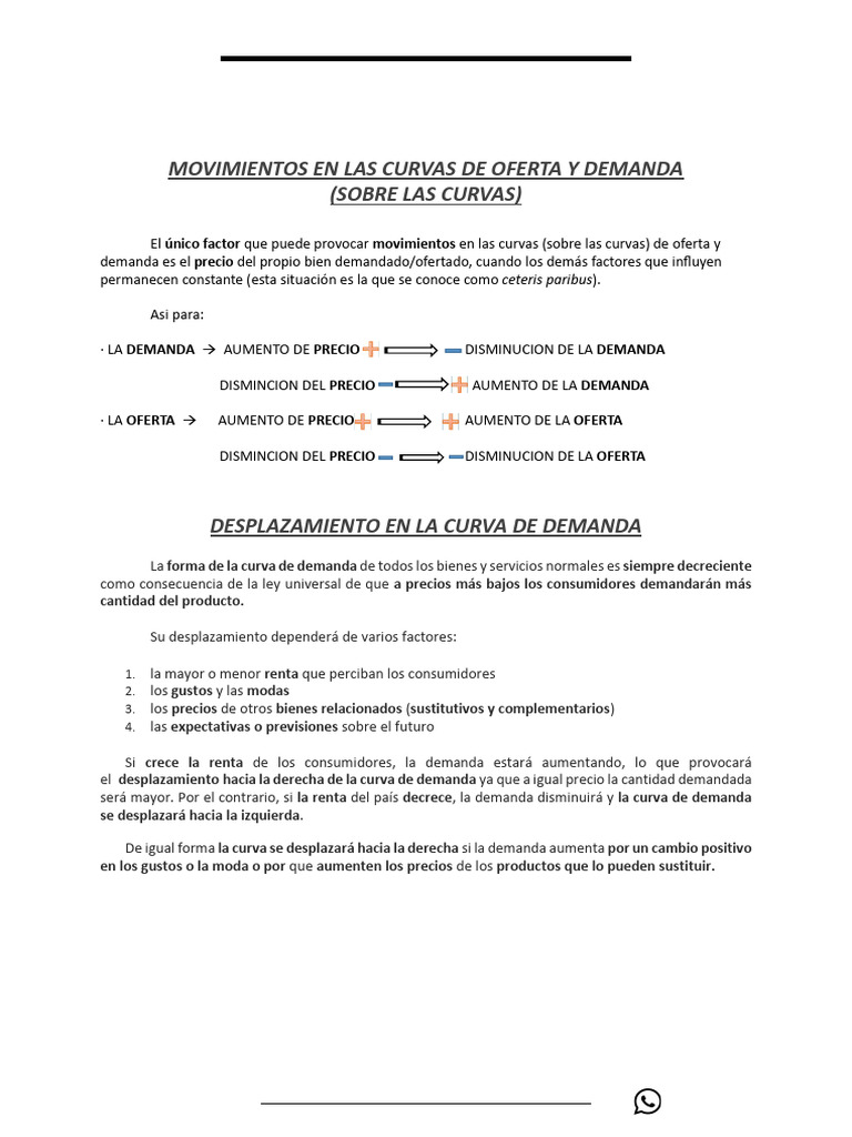 Movimientos en Curvas de Oferta y Demanda | PDF | Curva de demanda ...