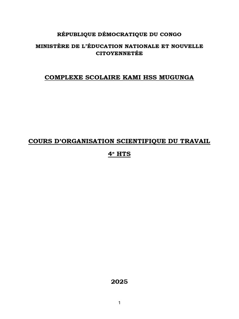 Organisation Scientifique du Travail | PDF | Business | Gestion des ...