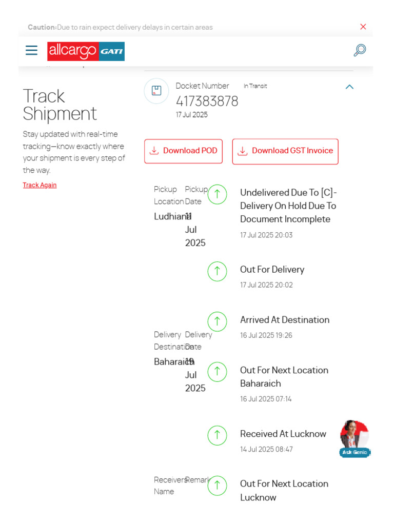 Gati Shipment Tracking Details | PDF
