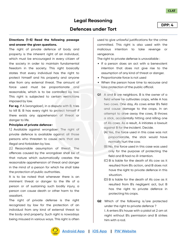 Understanding Private Defence Rights | PDF | Negligence | Tort