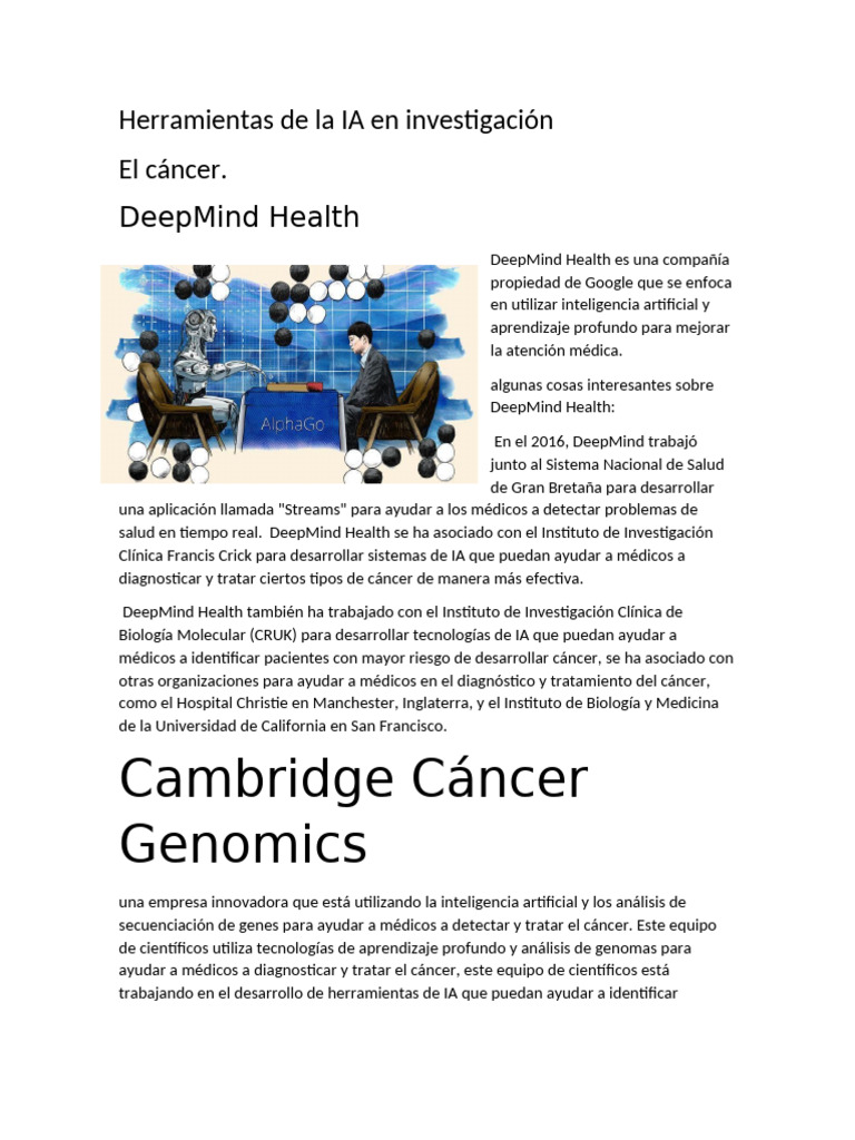 IA en la investigación del cáncer | PDF | Inteligencia artificial ...