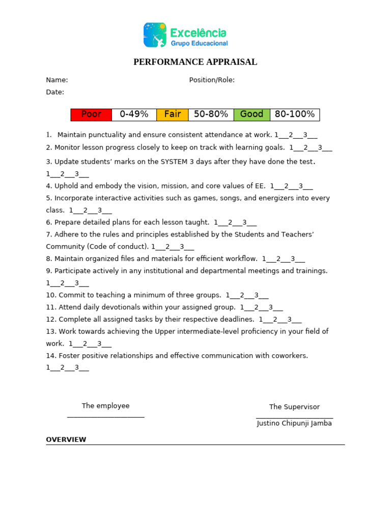 2025 Performance Appraisal Guidelines | PDF
