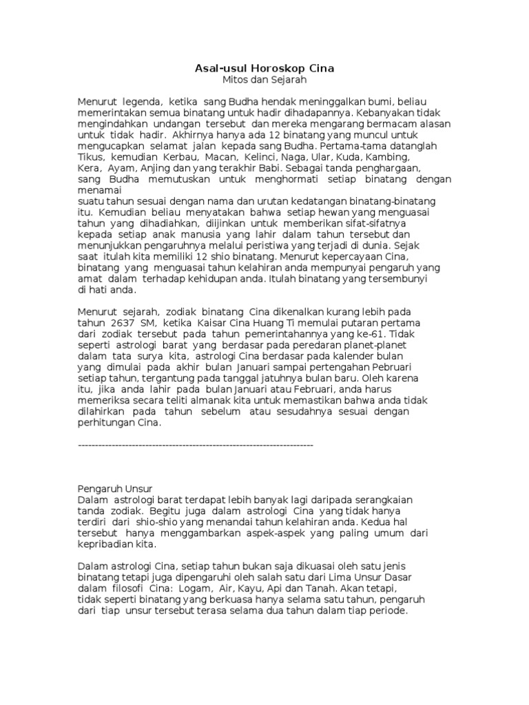 Asal Usul Horoskop China Pdf