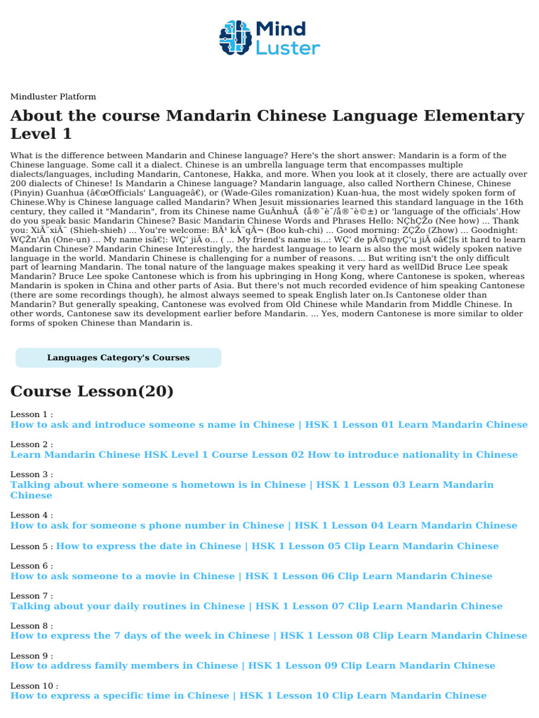 Elementary Mandarin Chinese Course PDF | PDF | Standard Chinese ...