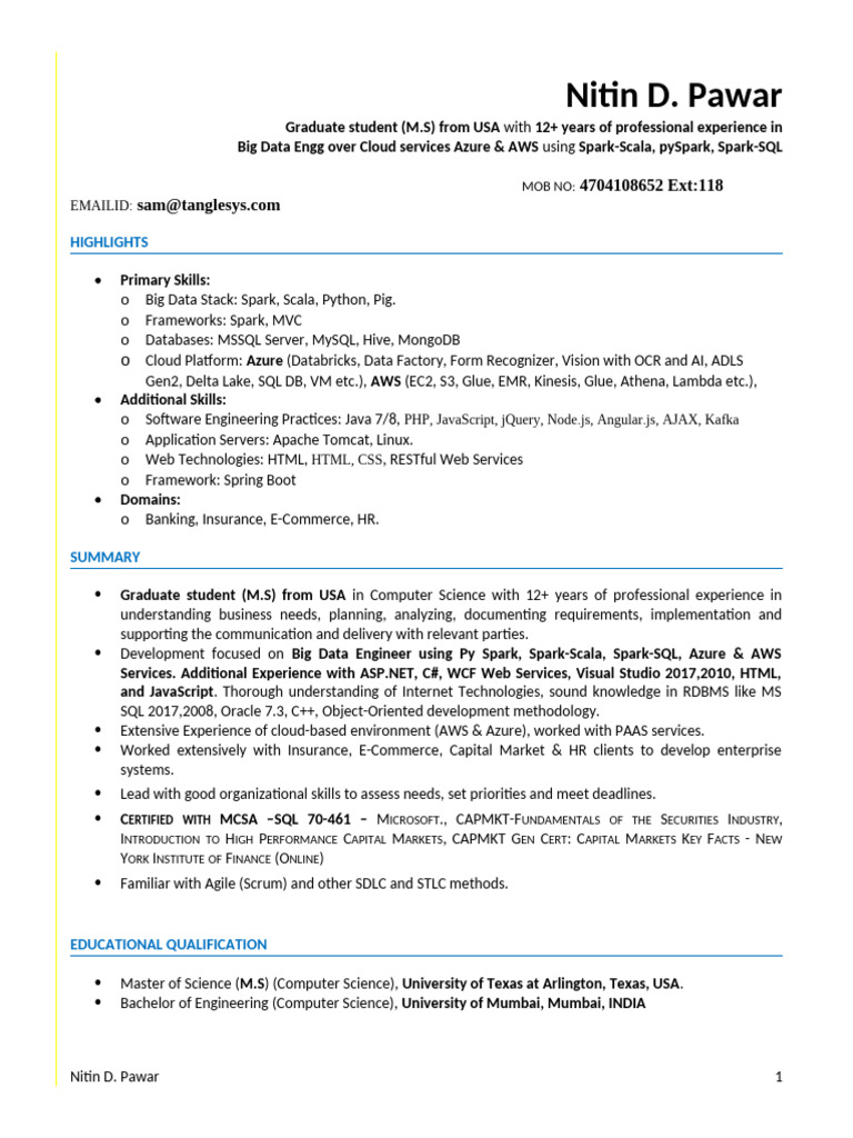 Big Data Engineer with Cloud Expertise | PDF | Map Reduce | Apache Hadoop