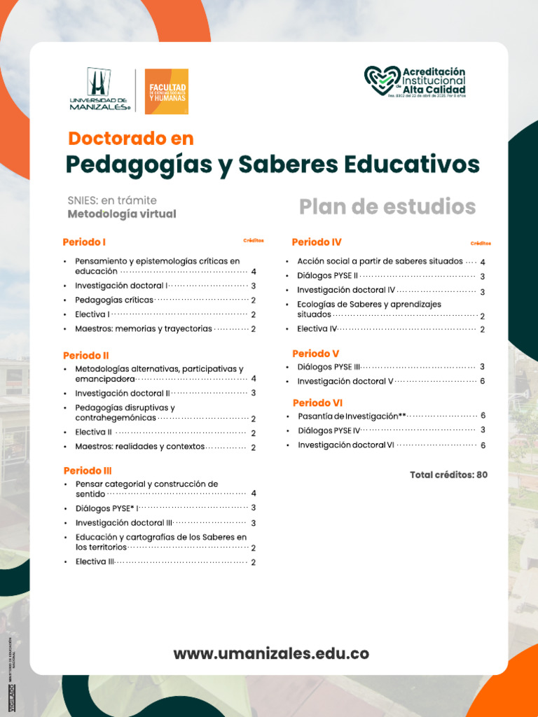 Plan de Estudios Pedagogias y Saberes Educativos | PDF
