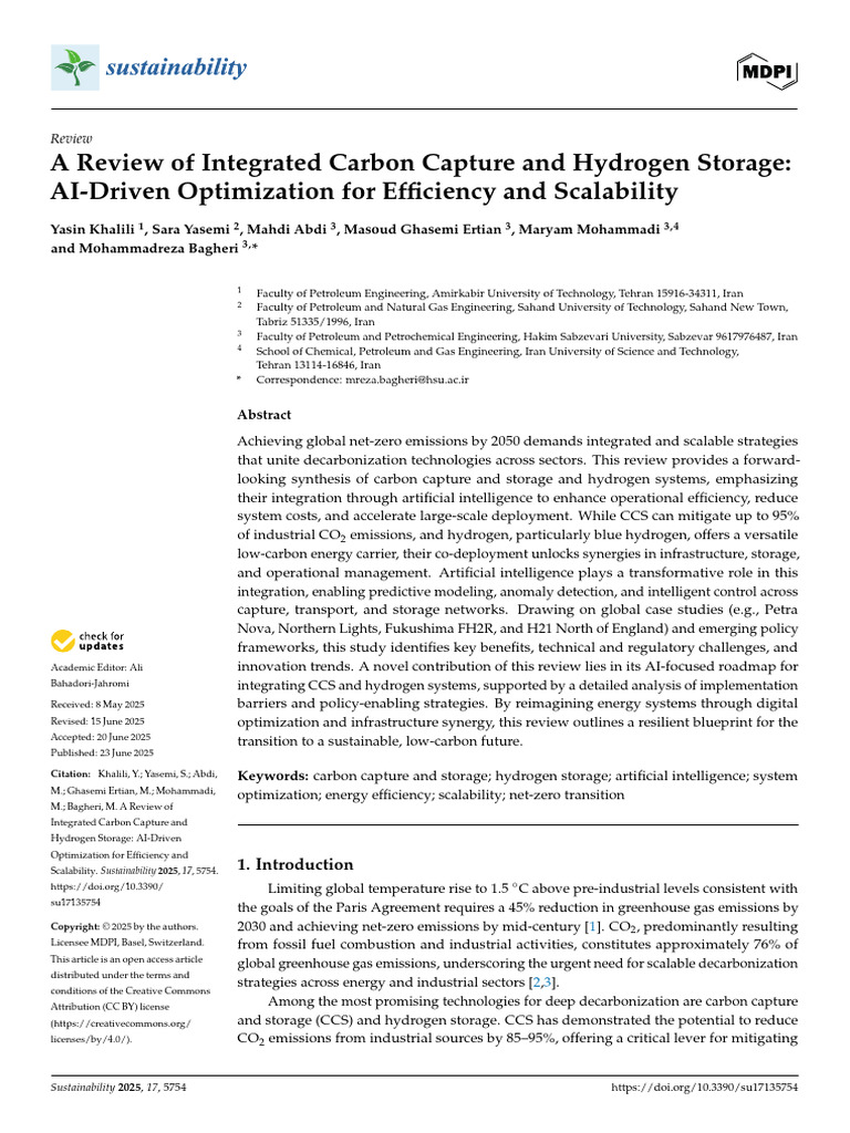 A Review of Integrated Carbon Capture and Hydrogen Storage: AI-Driven ...