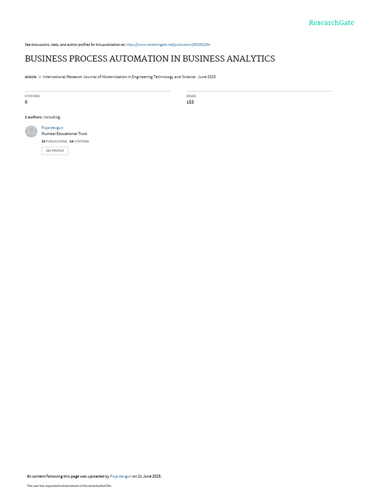 Business Process Automation in Analytics | PDF | Analytics | Machine ...