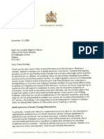Letter From Ed Stelmach To Stephen Harper, December 2008, On The Federal Budget