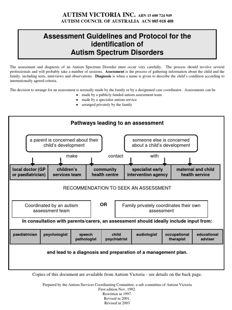 Assessment Protocol PDF Psychological Evaluation Autism