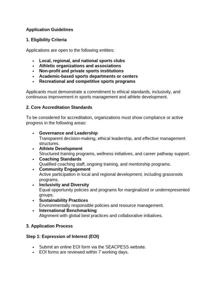 Sports Accreditation Application Guide | PDF