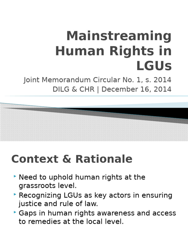 Mainstreaming Human Rights in LGUs | PDF | Human Rights | Governance