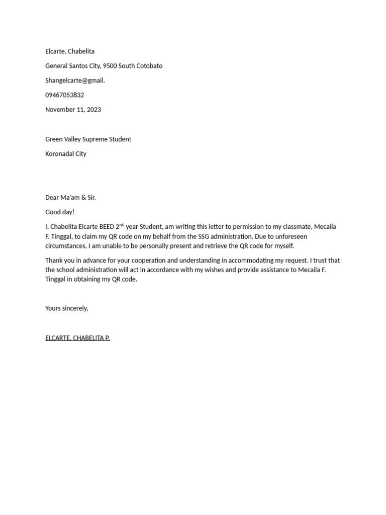 QR Code Retrieval Authorization Letter | PDF