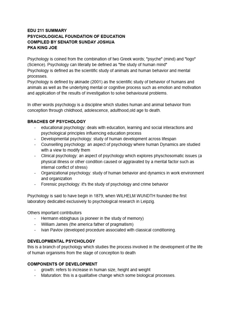 Psychological Foundations of Education | PDF | Psychology | Fertilisation
