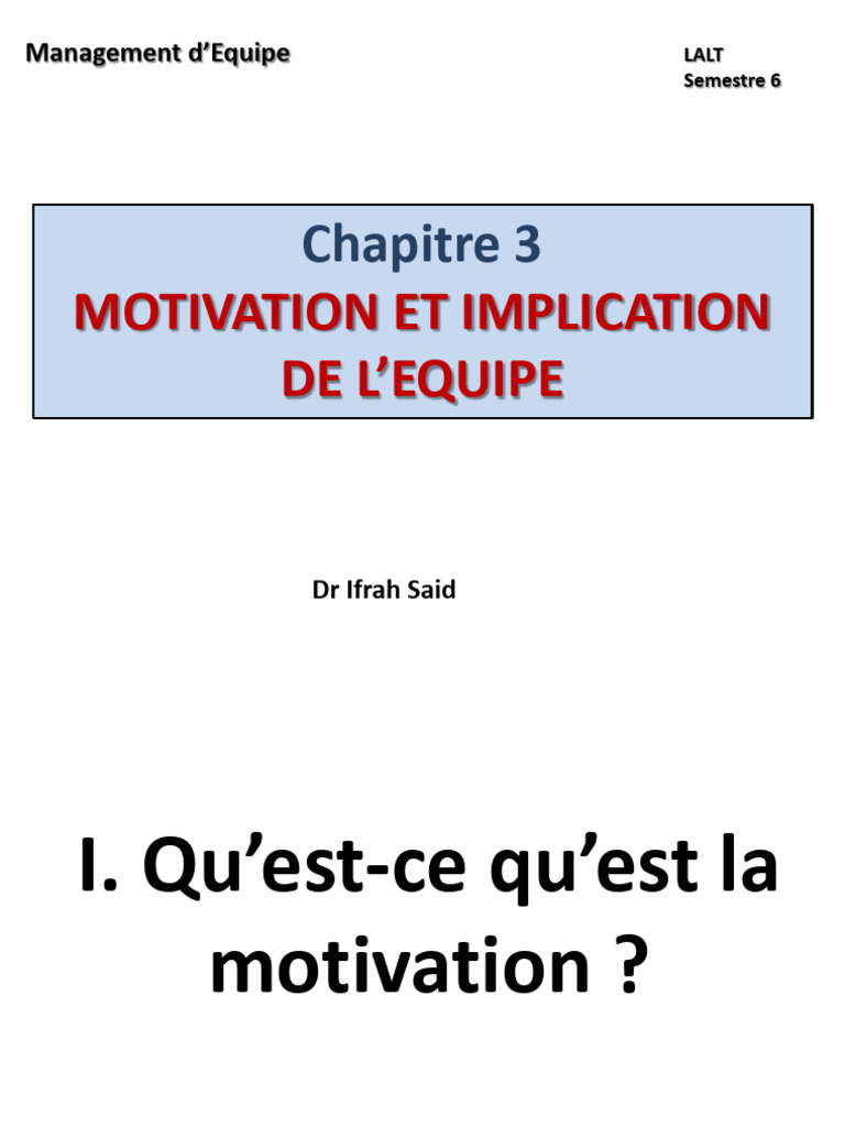 Motivation et implication des équipes | PDF | Motivation | Motivant