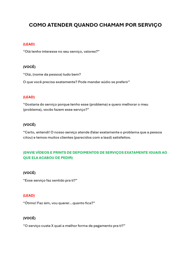 Script de Atendimento Cliente de Trafego | PDF