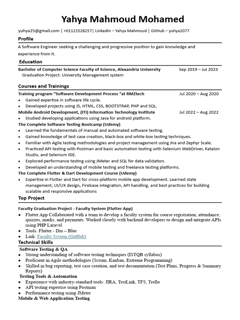Software Engineer Profile and Skills | PDF | Selenium (Software ...