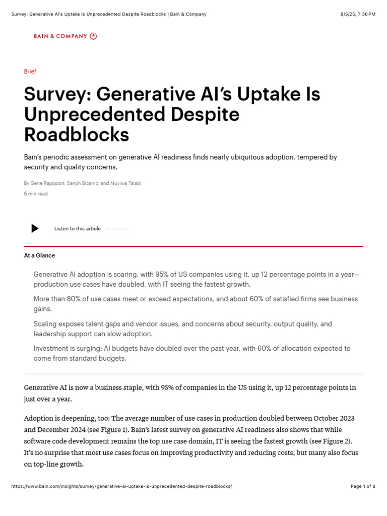 Generative AI Adoption Insights 2025 | PDF | Economies