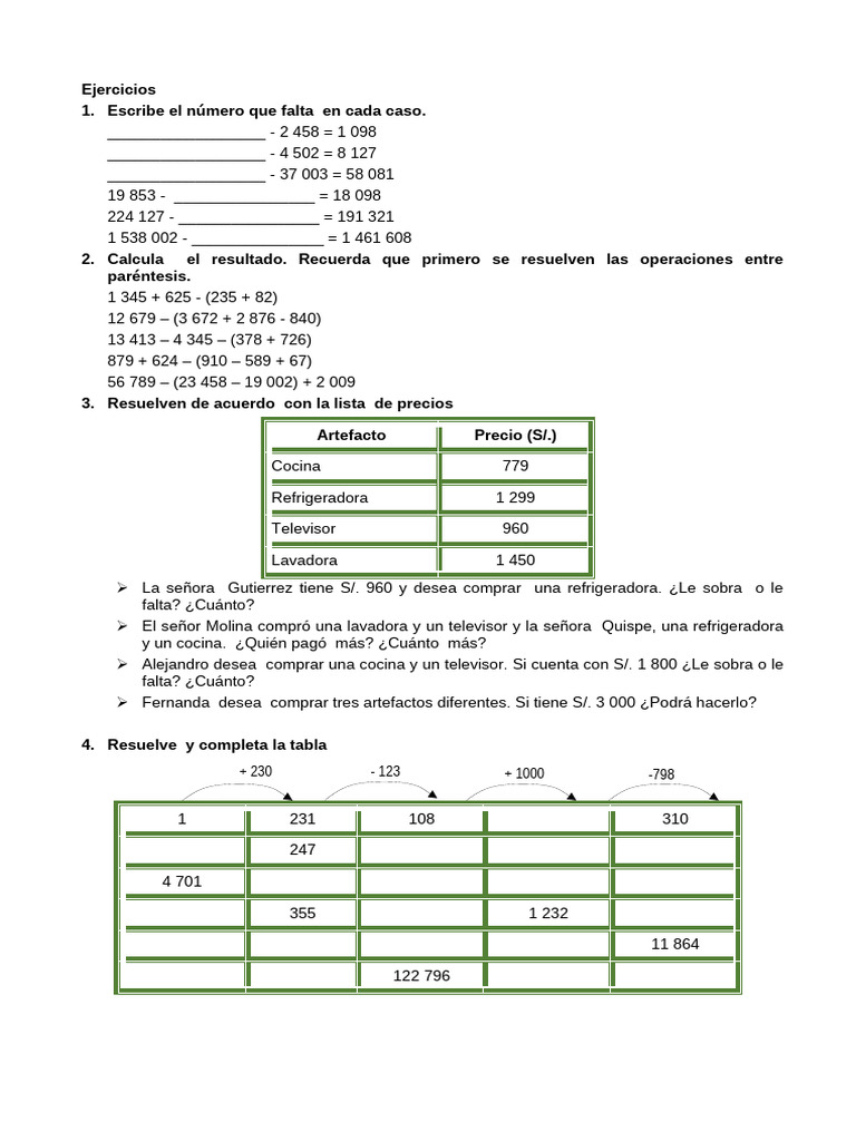 Ejercicios de Matemáticas y Problemas Prácticos | PDF