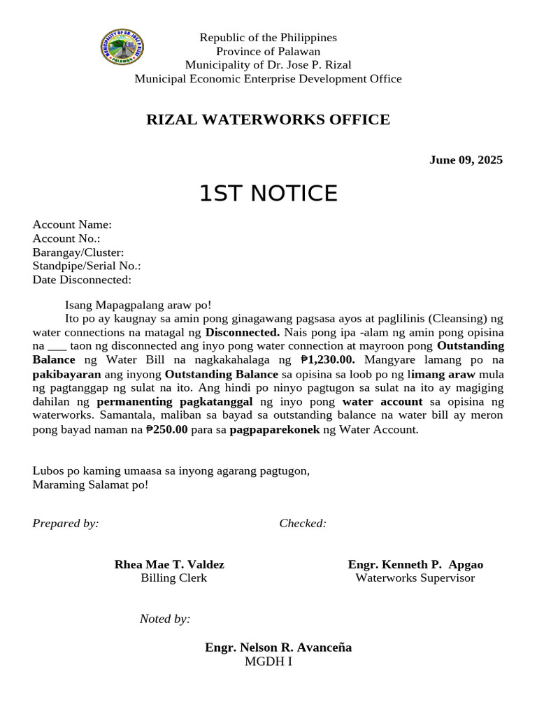 Notice For Disconnected Connections | PDF