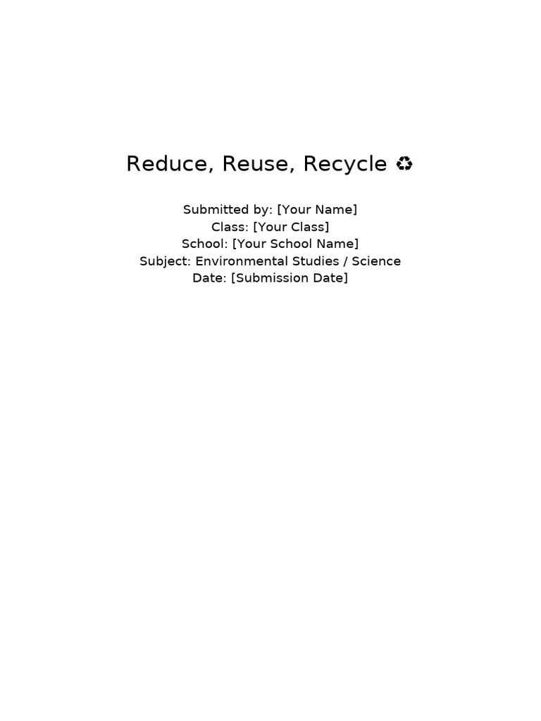 3Rs: Steps to a Greener Future | PDF | Recycling | Waste