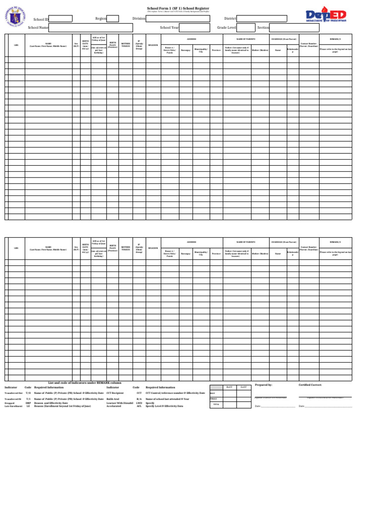 New School Forms in Excel Format Prototype Forms for Implementation ...