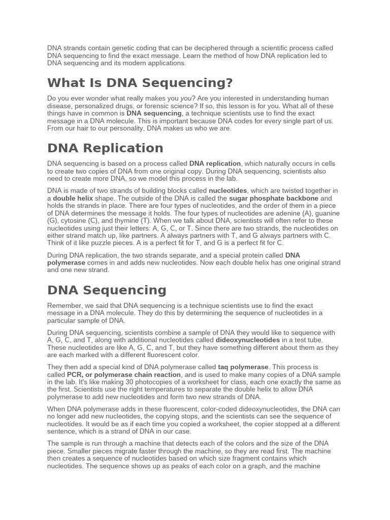 Understanding DNA Sequencing Methods | PDF | Dna | Dna Sequencing