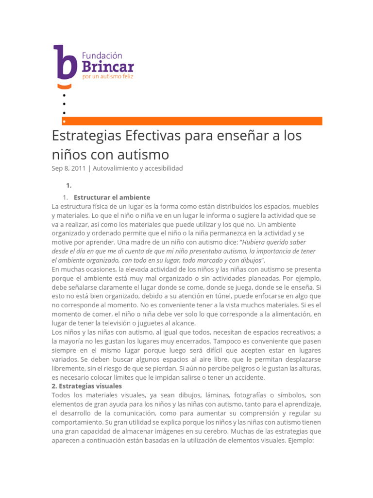Estrategias para enseñar a niños con autismo | PDF | Autismo | Aprendizaje