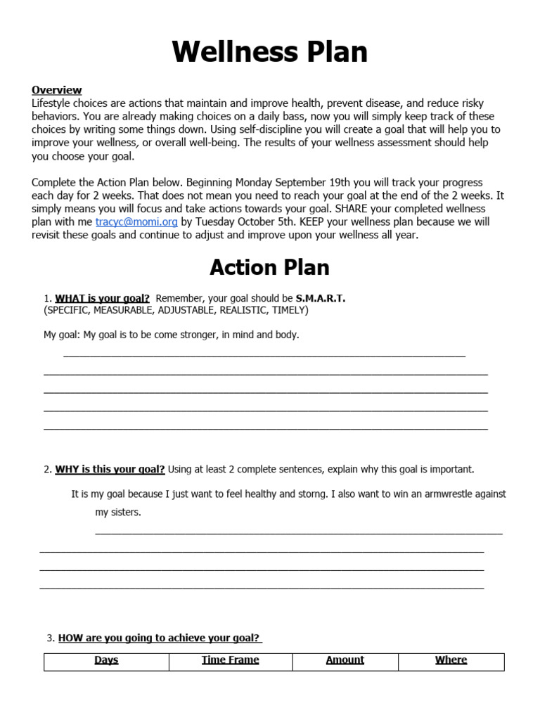 Wellness Action Plan for Personal Growth | PDF | Psychology ...