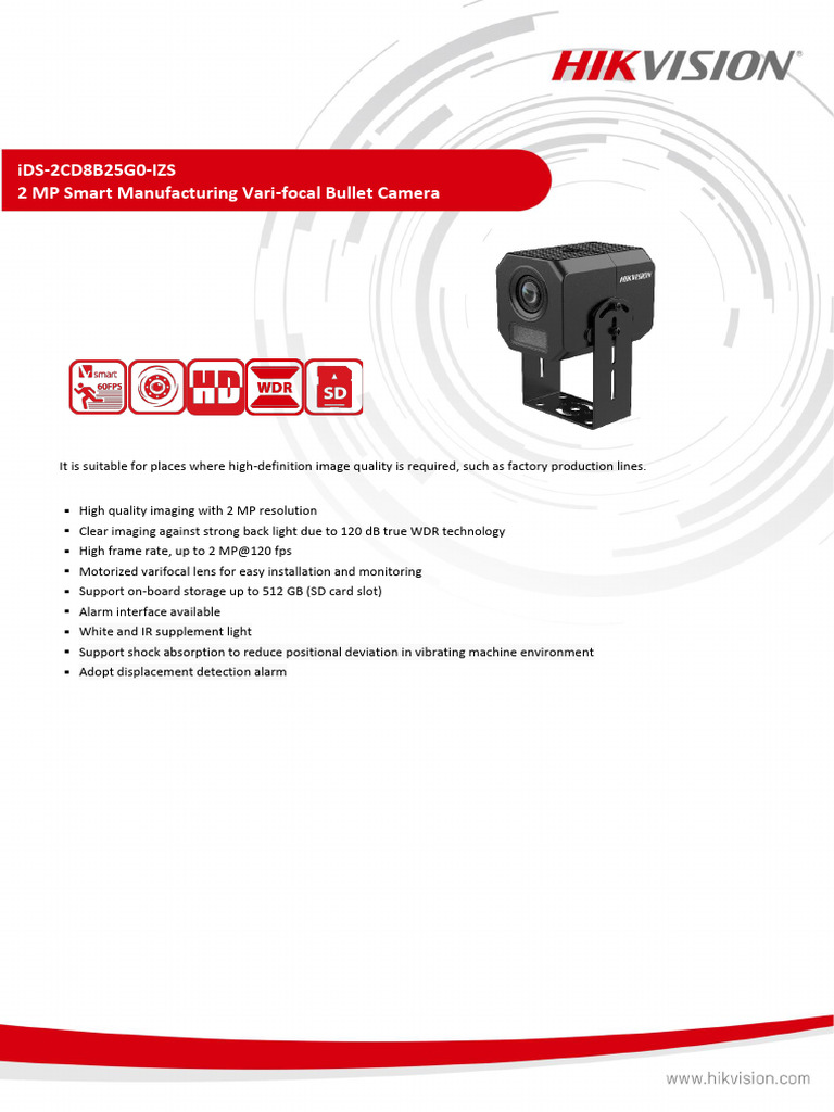 2 MP Smart Manufacturing Bullet Camera | PDF | Camera Lens | Infrared
