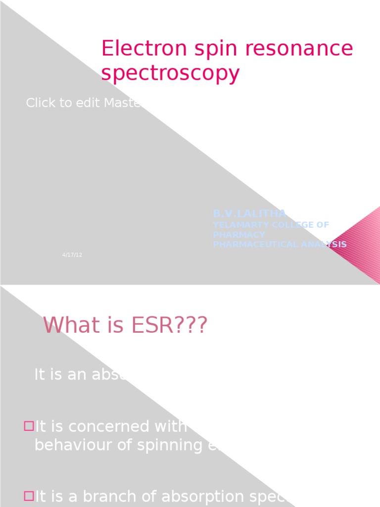 Electron Spin Resonance Spectros | PDF | Electron Paramagnetic ...