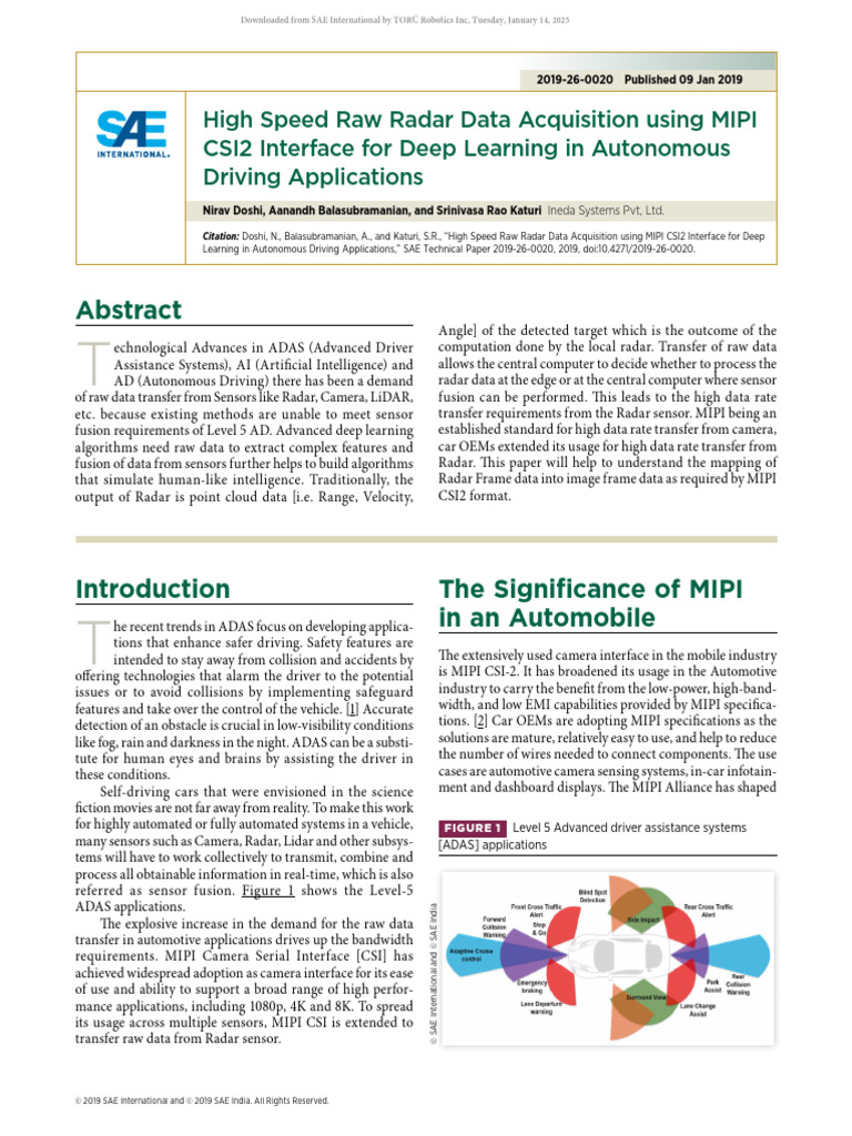 MIPI CSI2 for Radar Data in ADAS | PDF | Analog To Digital Converter ...