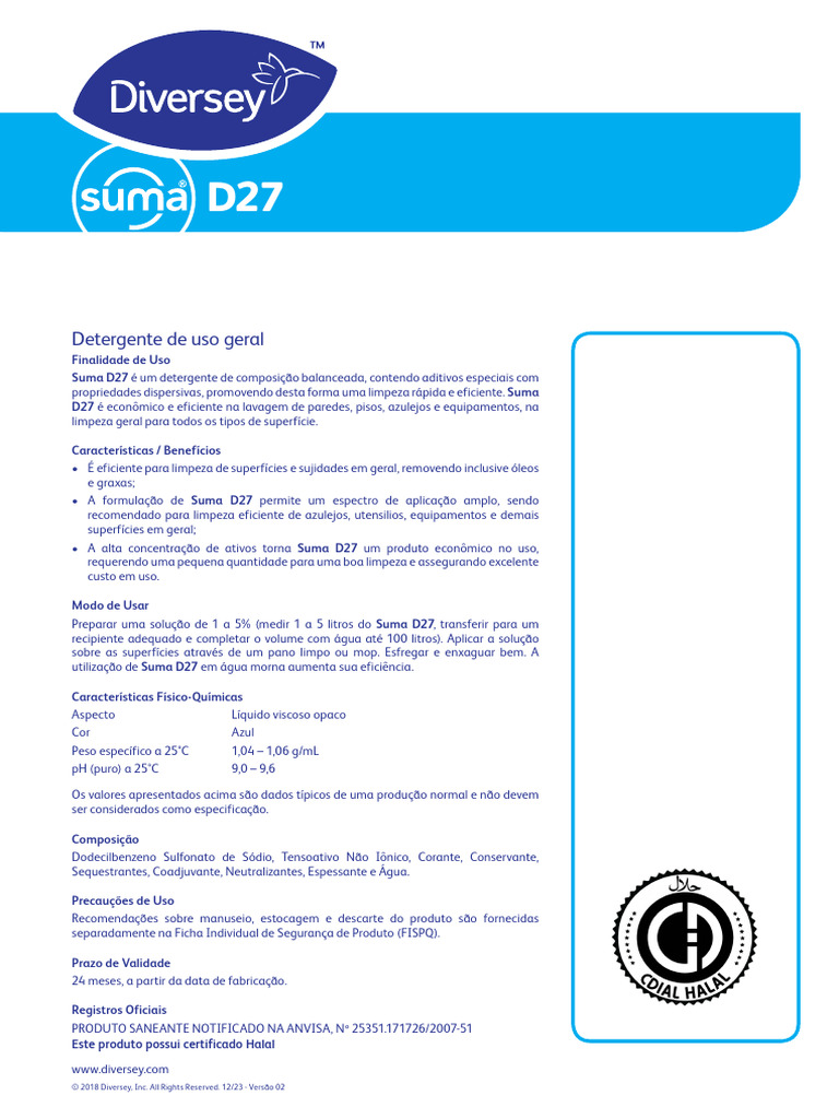 Detergente Suma D27: Limpeza Eficiente | PDF