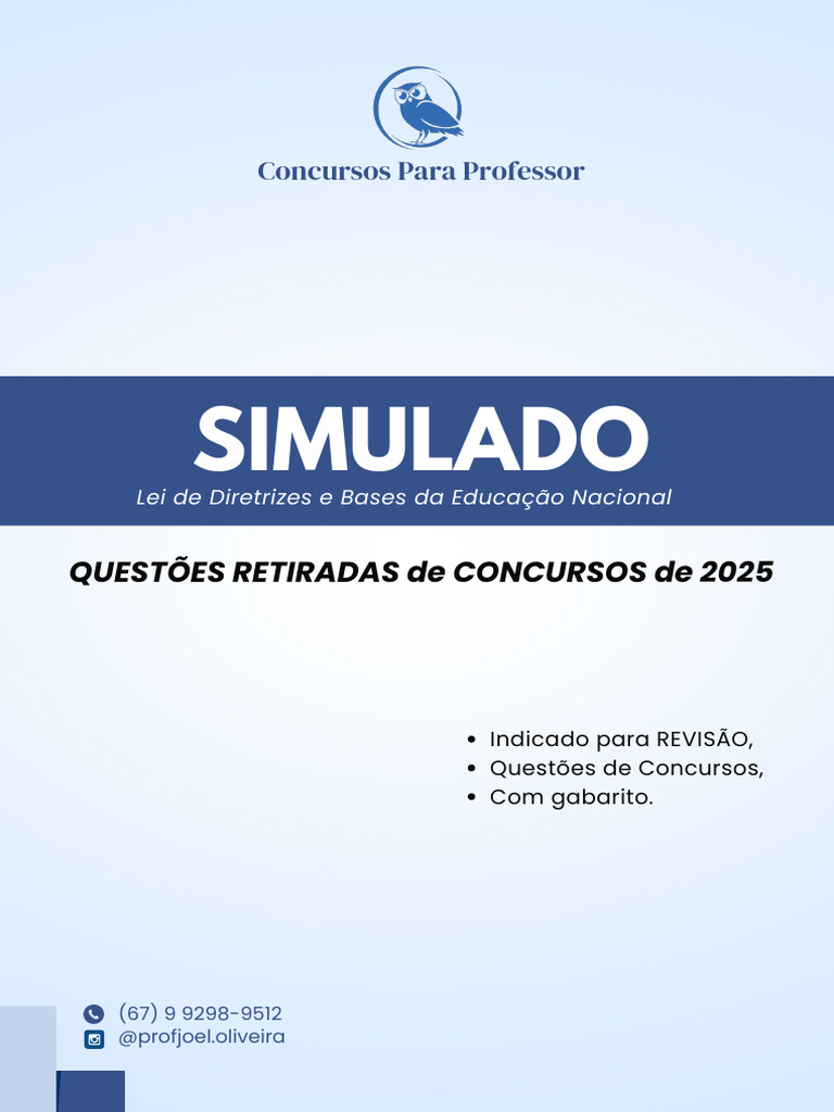 Simulado LDB 2025 para Professores | PDF | Educação Infantil | Aprendizado