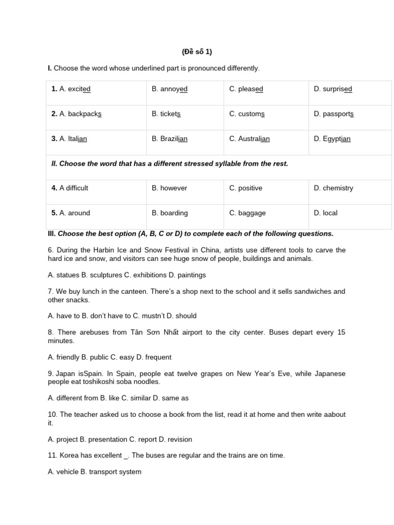 English Language Practice Test | PDF