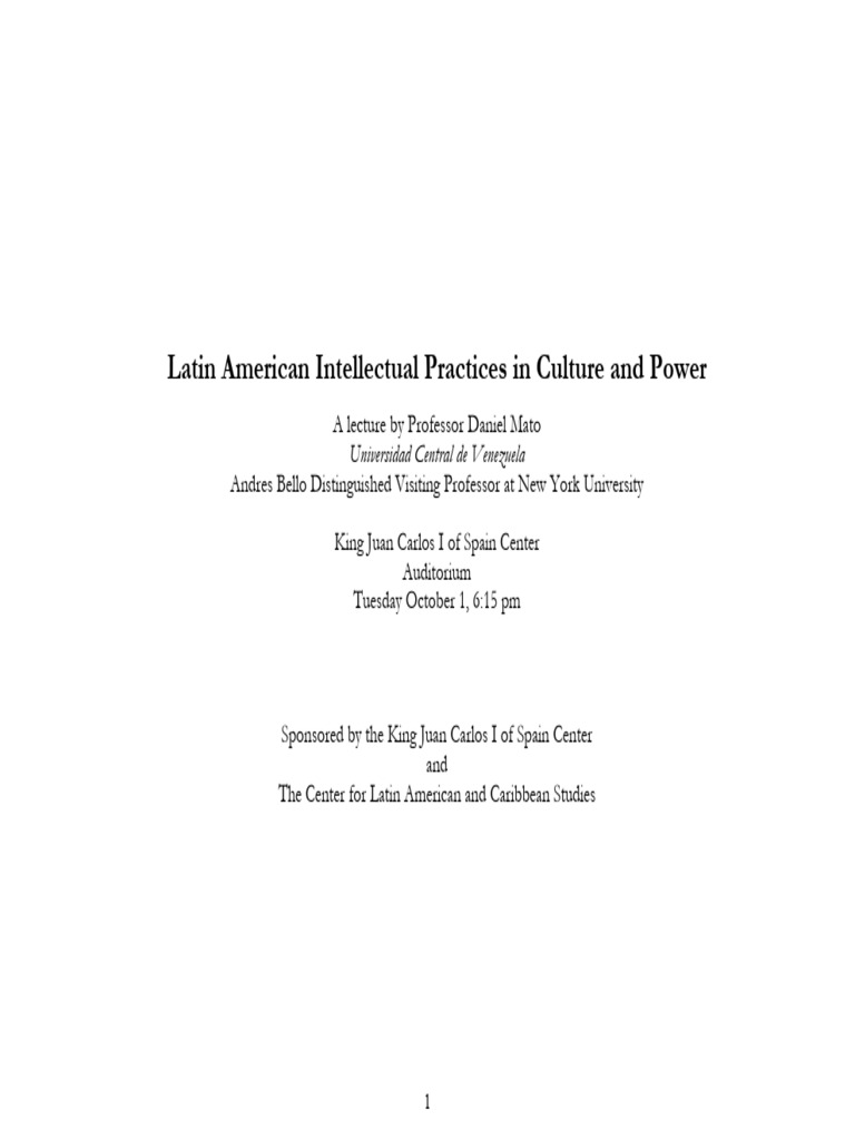 Latin American Intellectual Practices of Culture and Power (L | PDF ...