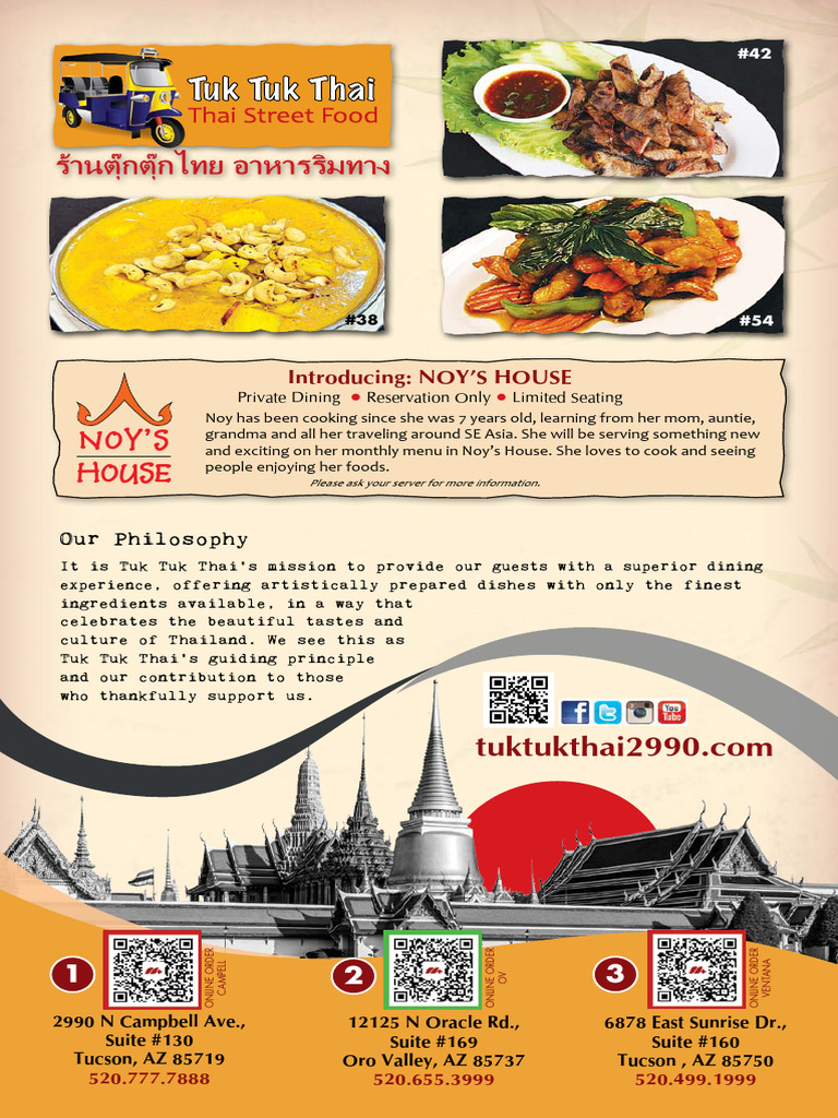 Tuk Tuk Thai Restaurant Menu | PDF | Thai Cuisine | Curry