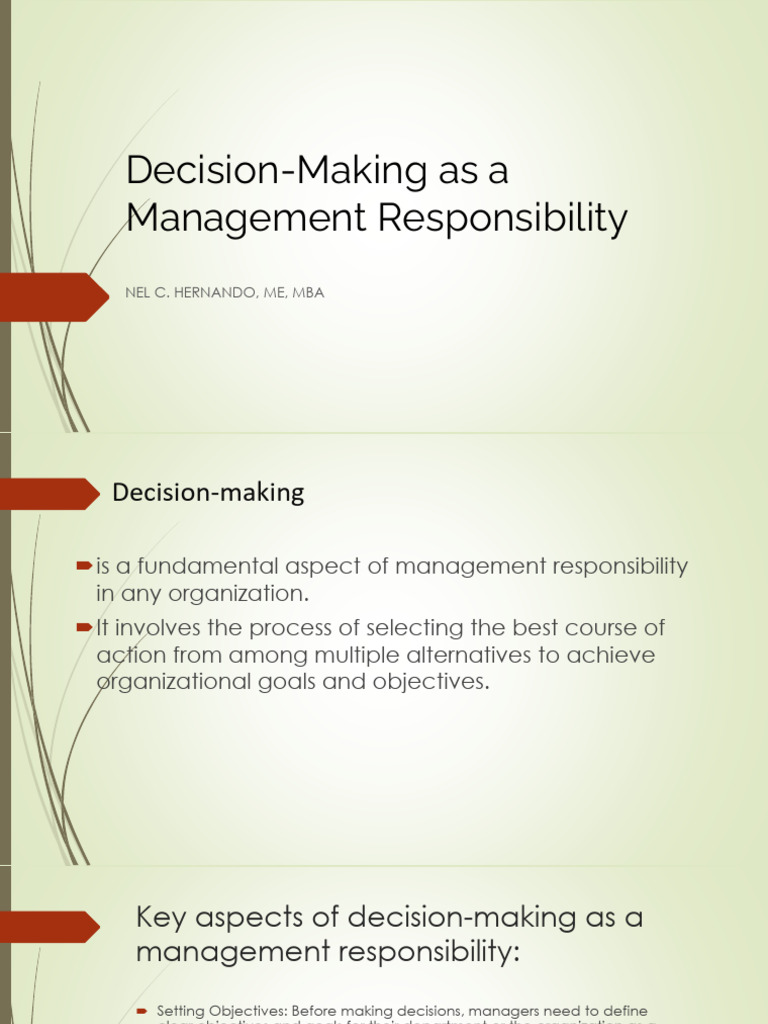 Decision Making As Responsibility | PDF | Decision Making | Goal