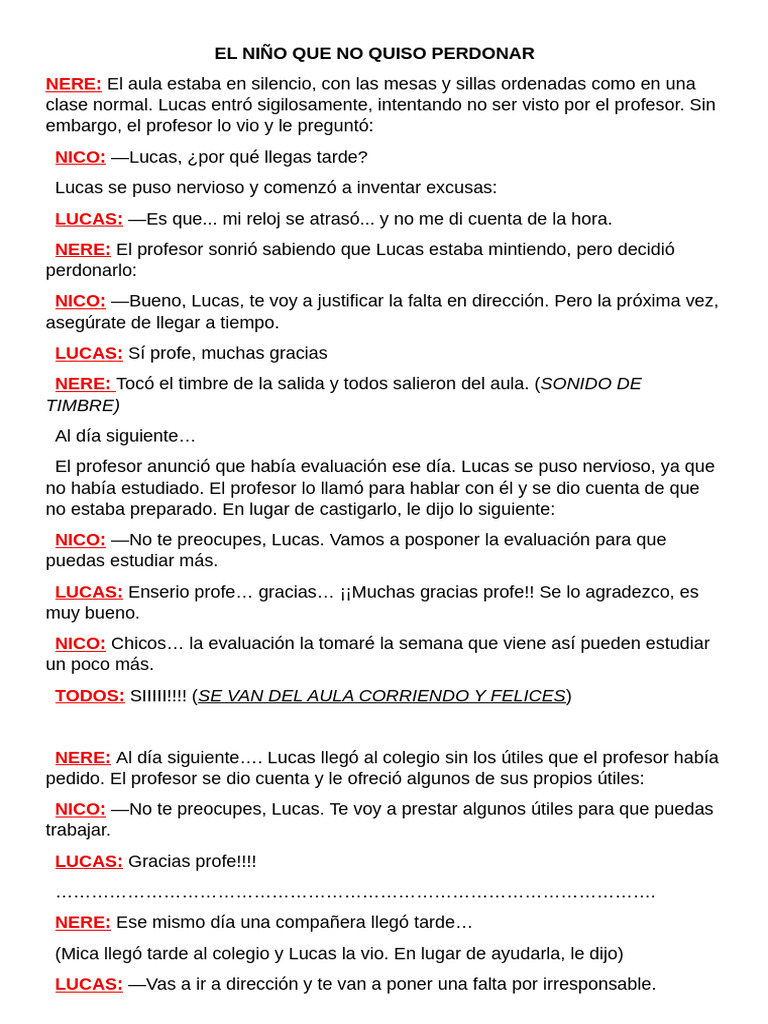El Niño Que No Quiso Perdonar | PDF