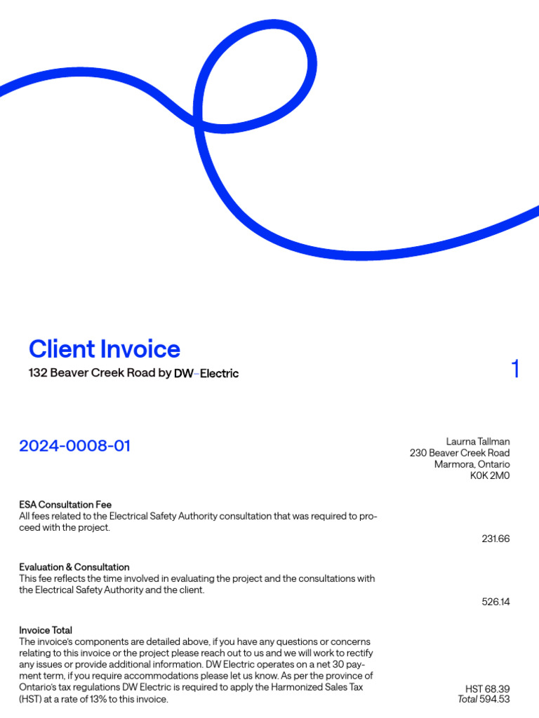Client Invoice - 132 Beaver Creek Road (2024-0008-01) | PDF | Sales | Taxes