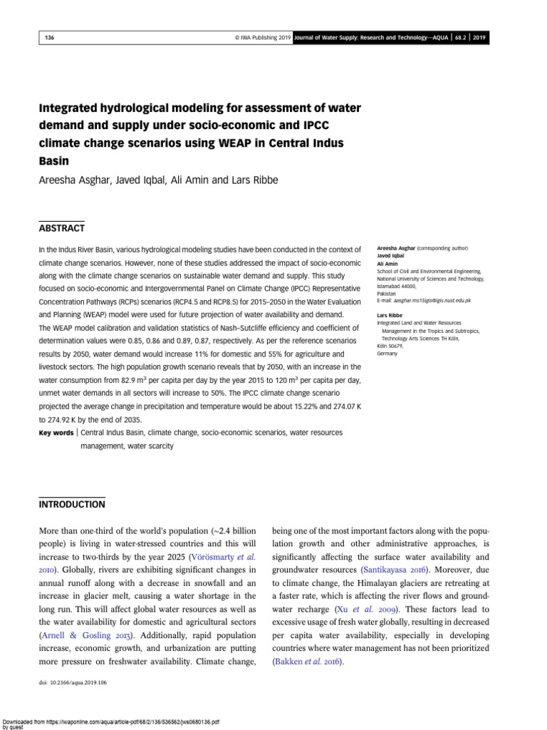 Water Demand in Central Indus Basin Analysis | PDF | Water Scarcity ...