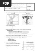Ficha de avaliação de Ciências Naturais do 9º Ano - Reprodução