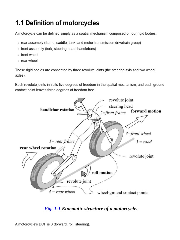 1 Kinematics of Motorcycles | PDF