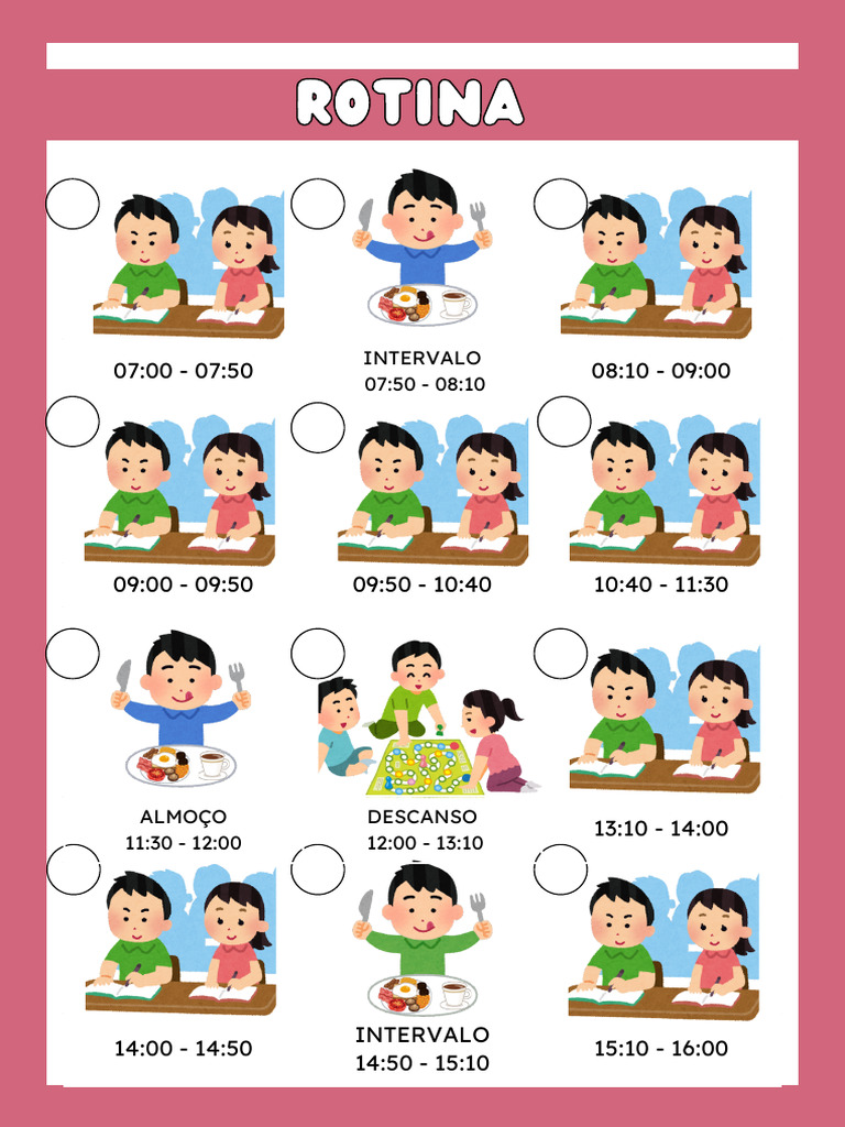 Daily routine picture dictionary worksheet in pink cute style_20250805 ...