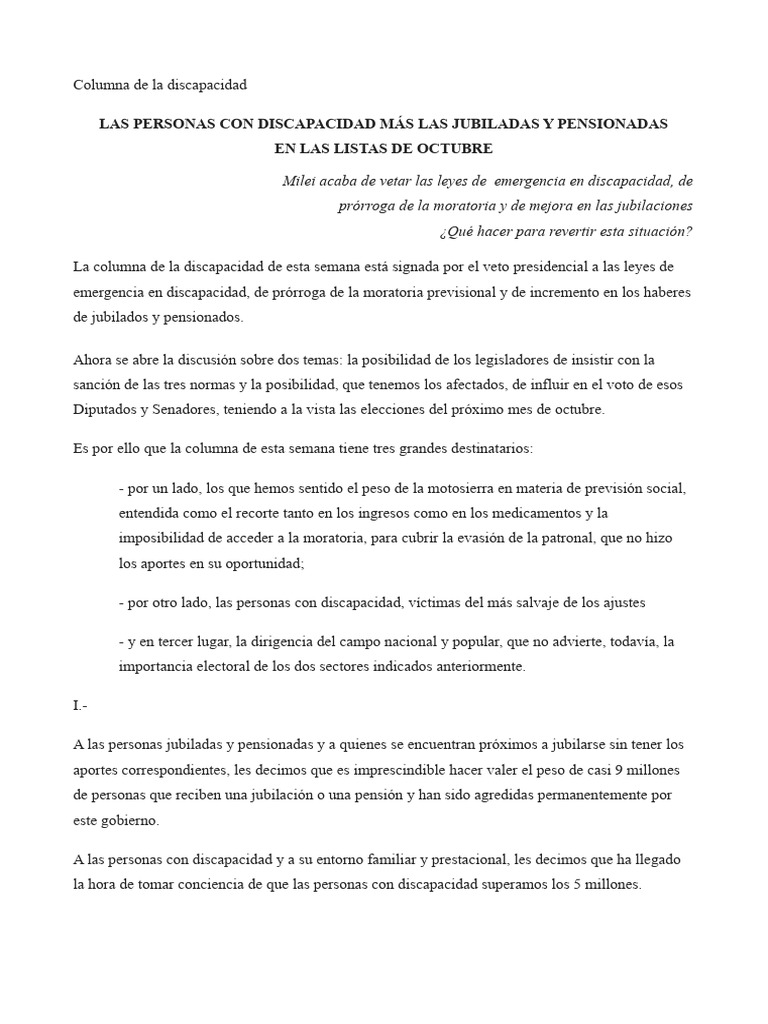 Las Personas Con Discapacidad Más Jubiladas y Pensionadas en Las Listas ...