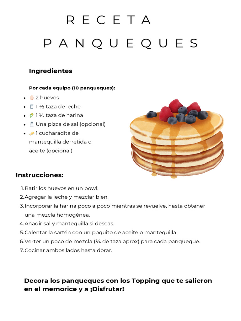 Receta de Panqueques Caseros | PDF