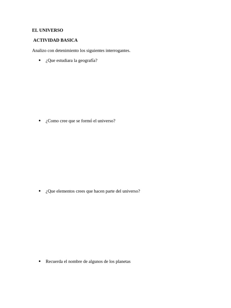 EL UNIVERSO Cuestionario Sobre Lo Relacionado Con Lo Que José Rodea ...