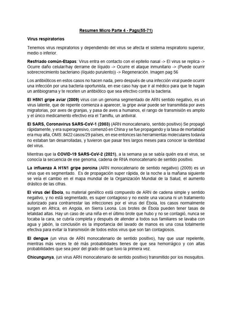 Resumen Micro Parte 4 | PDF | Virus | Influenza