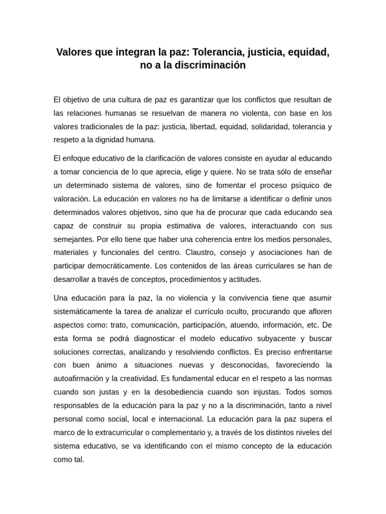 Cultura de paz: Justicia y equidad | PDF | Justicia | Crimen y violencia